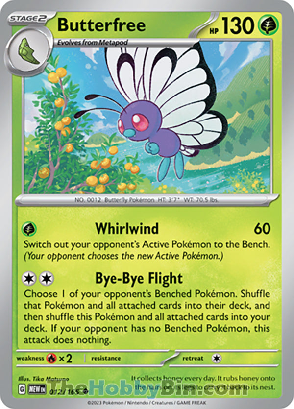 Butterfree Pokemon 151 Uncommon #012/165