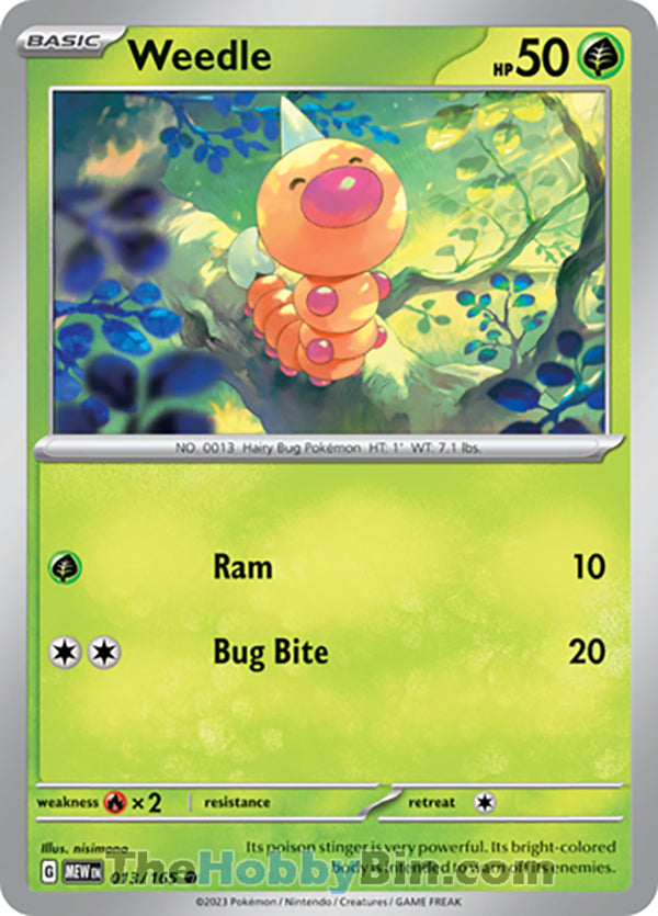 Weedle #13/165 Common - Pokemon 151 Pokemon card