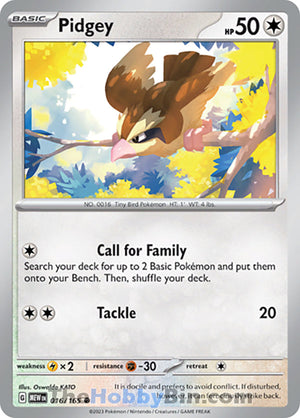 0016 Pidgey Common Pokemon 151