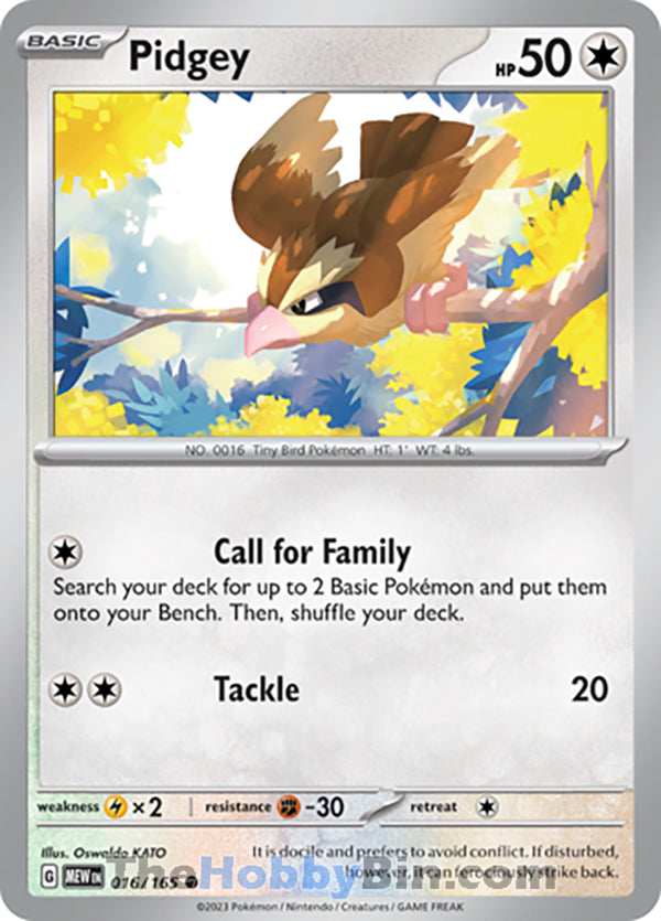 Pidgey #16/165 Common - Pokemon 151 Pokemon card