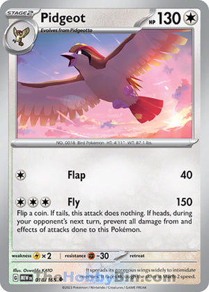 0018 Pidgeot Uncommon Pokemon 151