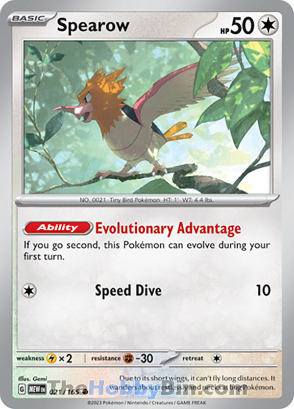 Spearow #21/165 Common - Pokemon 151 Pokemon card