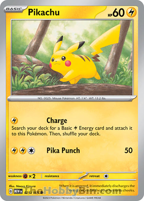 Pikachu Pokemon 151 Common #025/165