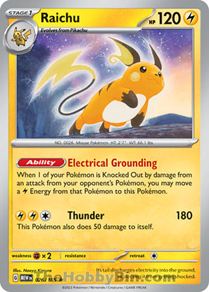 0026 Raichu Rare Pokemon 151