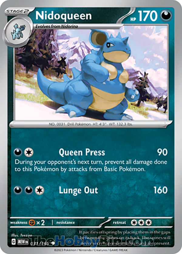 Nidoqueen Pokemon 151 Uncommon #031/165