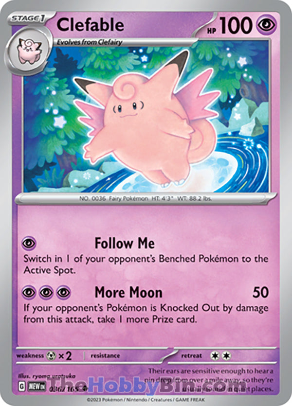 Clefable Pokemon 151 Uncommon #036/165