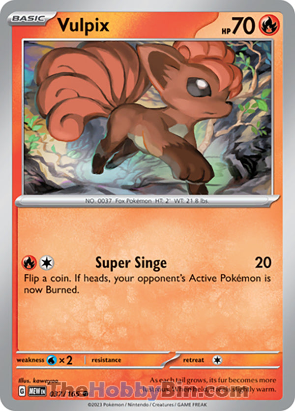 Vulpix Pokemon 151 Common #037/165