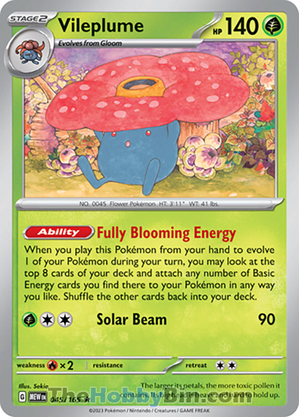 Vileplume #45/165 Rare - Pokemon 151 Pokemon card