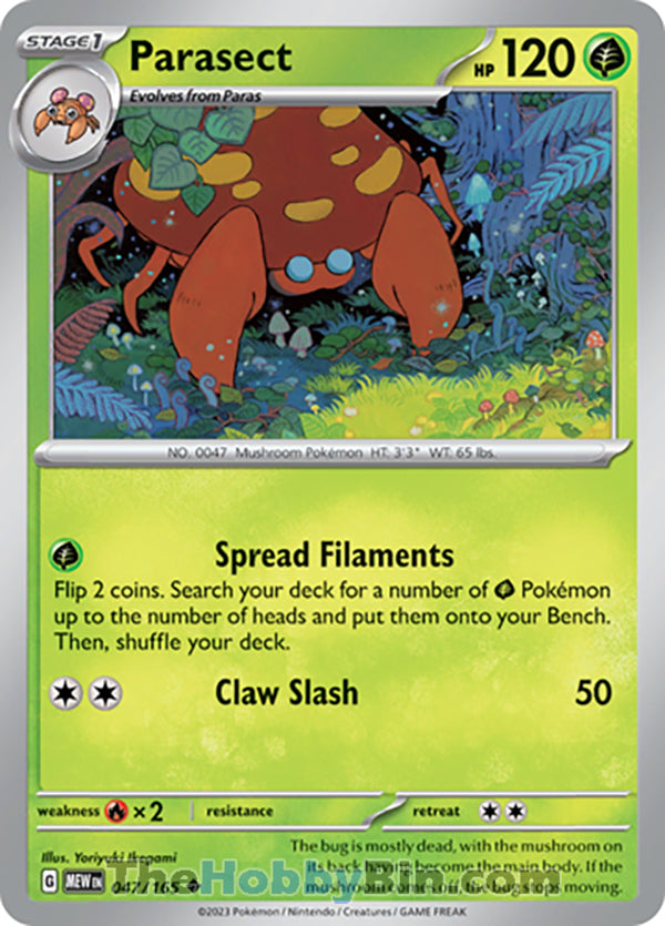 Parasect Pokemon 151 Uncommon #047/165