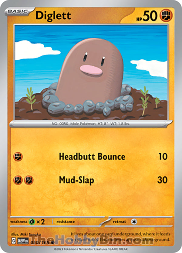 Diglett Pokemon 151 Common #050/165