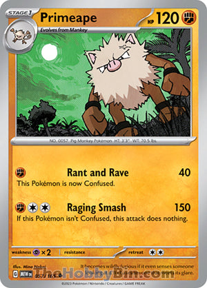 0057 Primeape Uncommon Pokemon 151