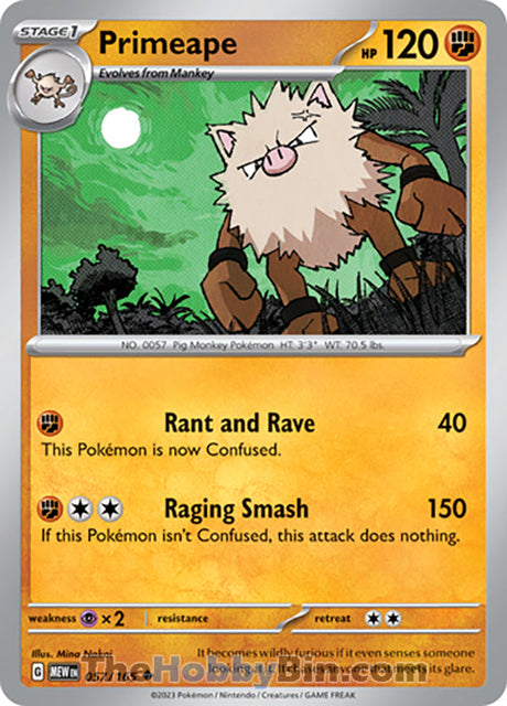 Primeape Pokemon 151 Uncommon #057/165