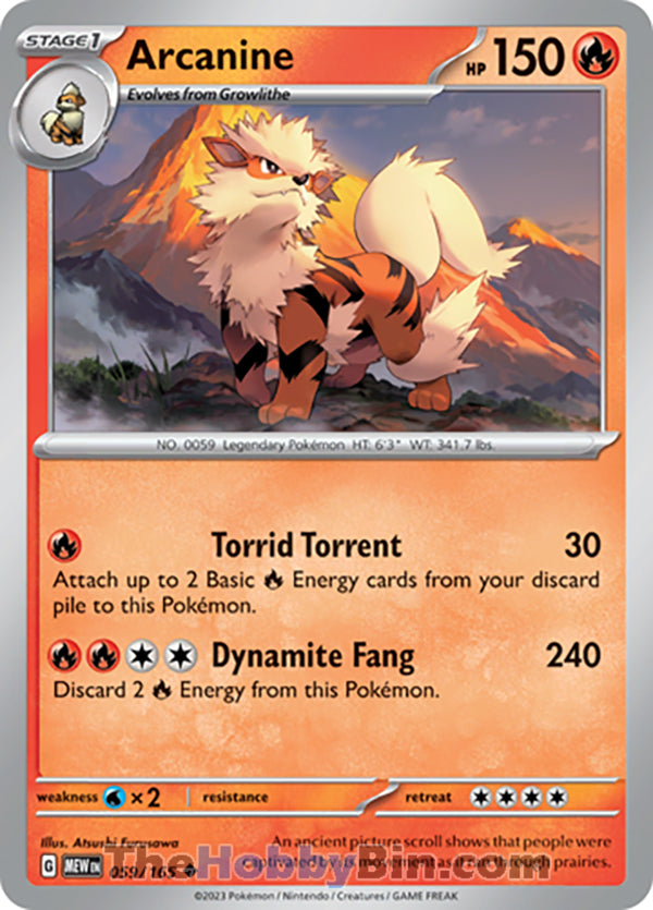 Arcanine #59/165 Uncommon - Pokemon 151 Pokemon card
