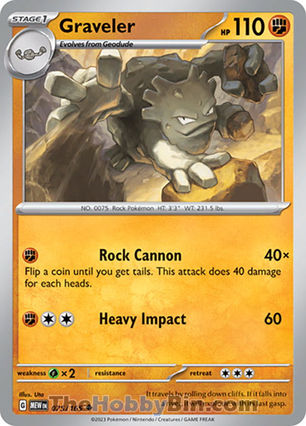 Graveler Pokemon 151 Uncommon #075/165