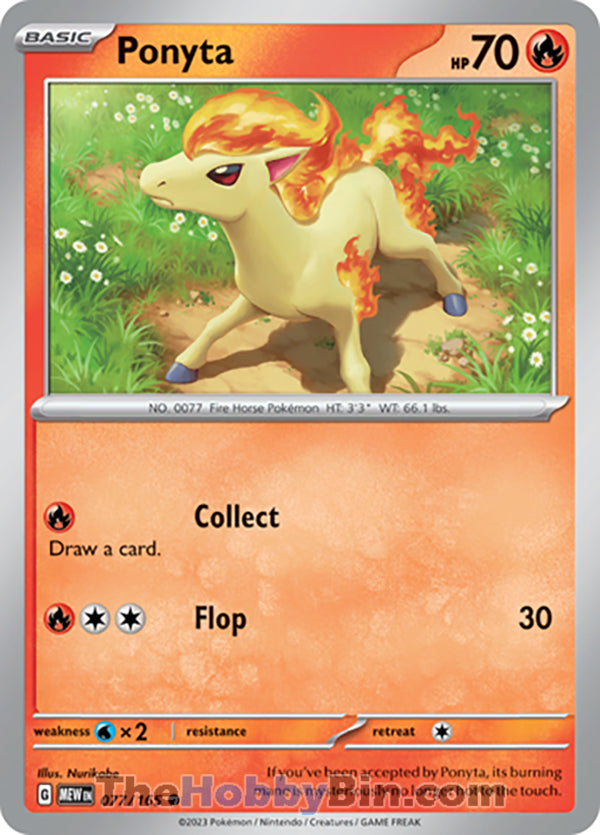 Ponyta Pokemon 151 Common #077/165