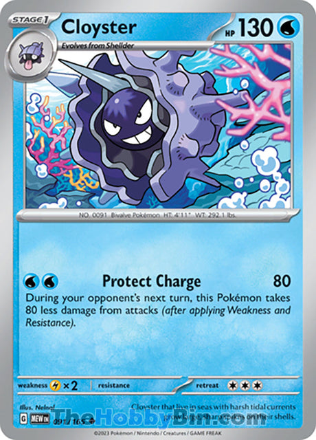 Cloyster Pokemon 151 Uncommon #091/165