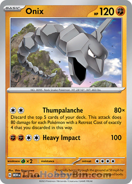 Onix Pokemon 151 Uncommon #095/165