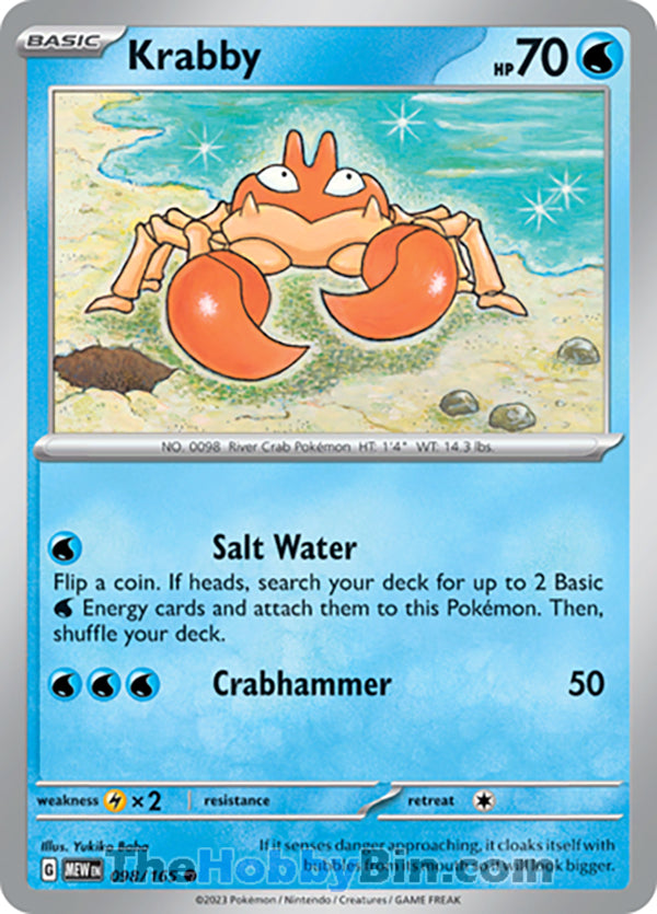 Krabby Pokemon 151 Common #098/165