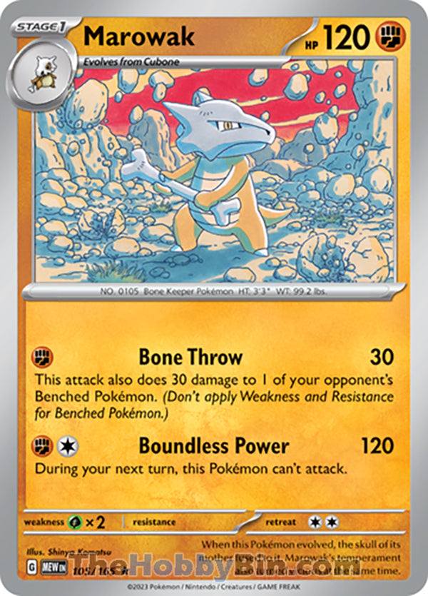 Marowak Pokemon 151 Rare #105/165