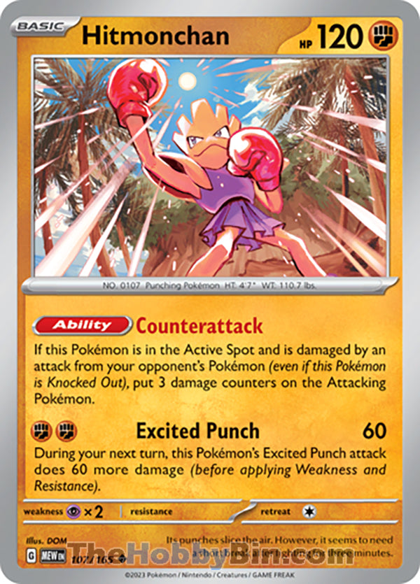 Hitmonchan Pokemon 151 Uncommon #107/165