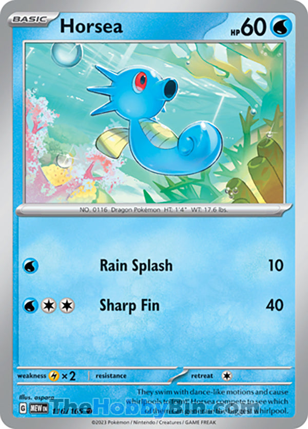 Horsea #116/165 Common - Pokemon 151 Pokemon card