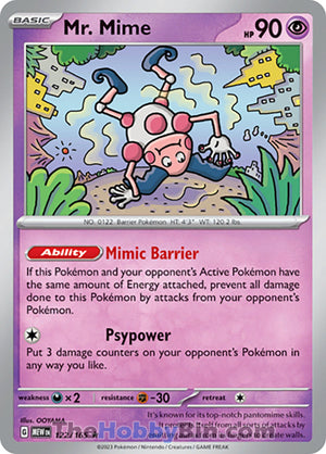 0122 Mr. Mime Rare Pokemon 151