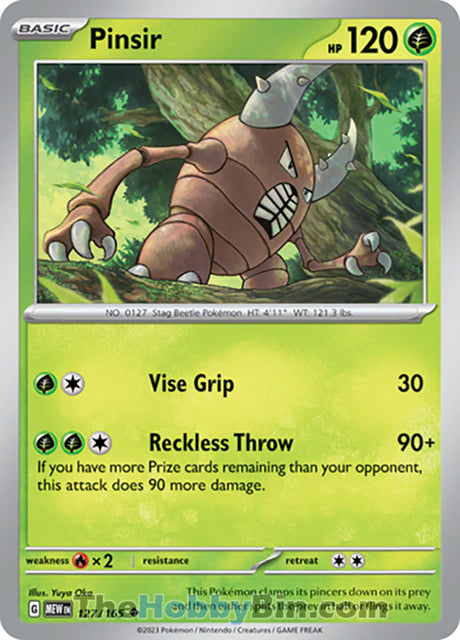 Pinsir Pokemon 151 Uncommon #127/165