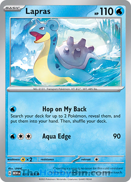 Lapras Pokemon 151 Uncommon #131/165