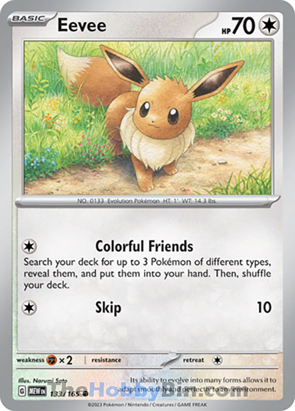 Eevee #133/165 Common - Pokemon 151 Pokemon card