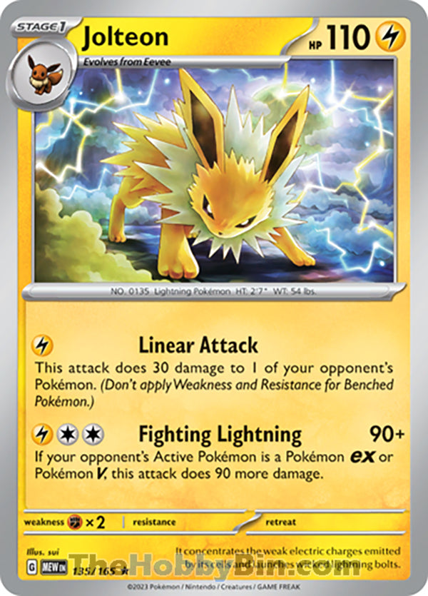 Jolteon Pokemon 151 Rare #135/165