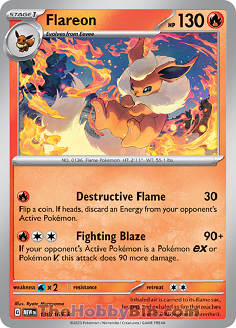 Flareon Pokemon 151 Rare #136/165