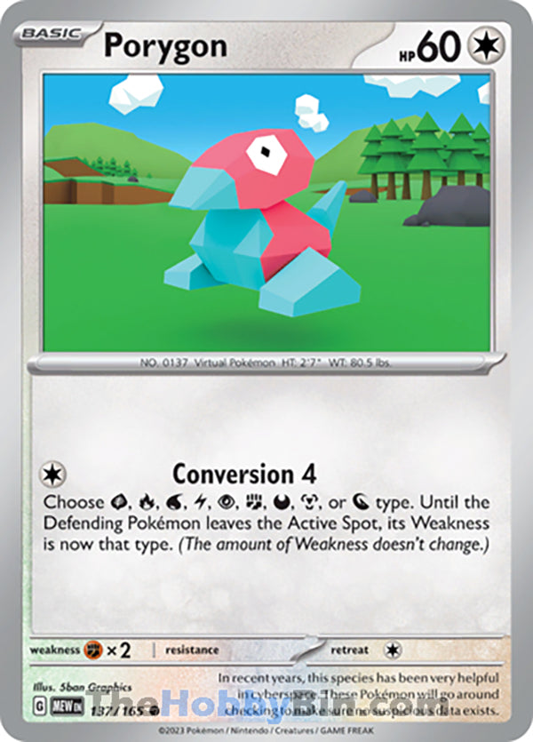 Porygon #137/165 Common - Pokemon 151 Pokemon card
