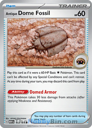 0152 Antique Dome Fossil Common Pokemon 151