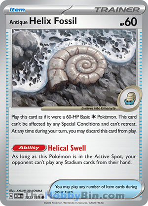 0153 Antique Helix Fossil Common Pokemon 151