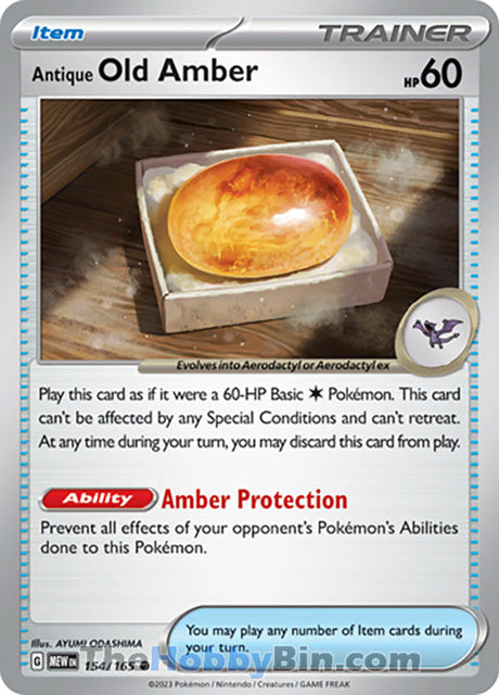 Antique Old Amber Pokemon 151 Common #154/165