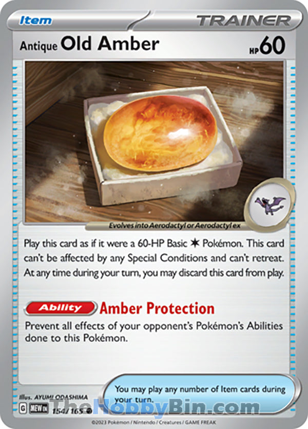 Antique Old Amber #154/165 Common - Pokemon 151 Pokemon card