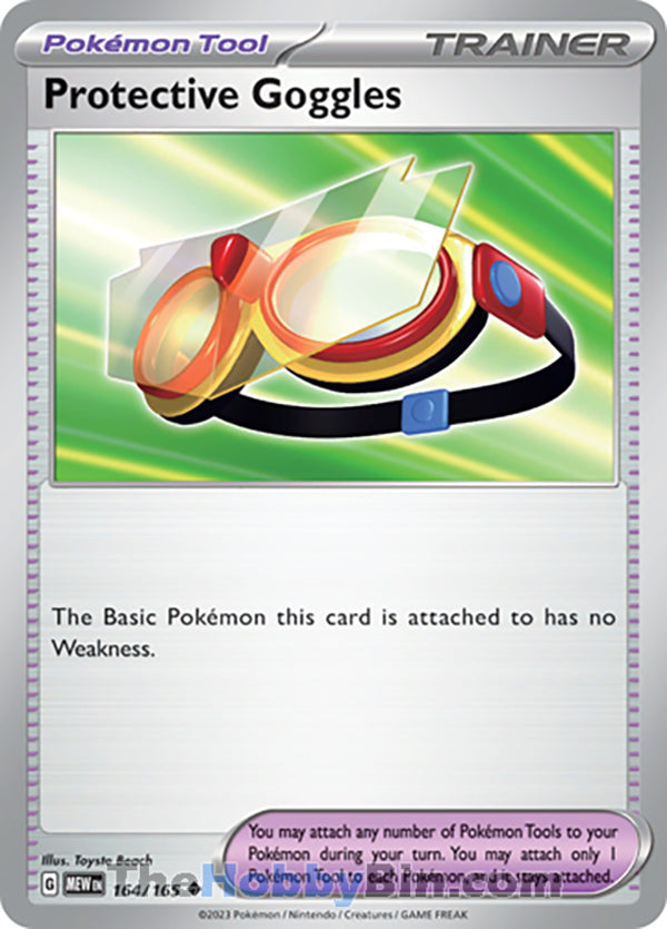 Protective Goggles Pokemon 151 Uncommon #164/165