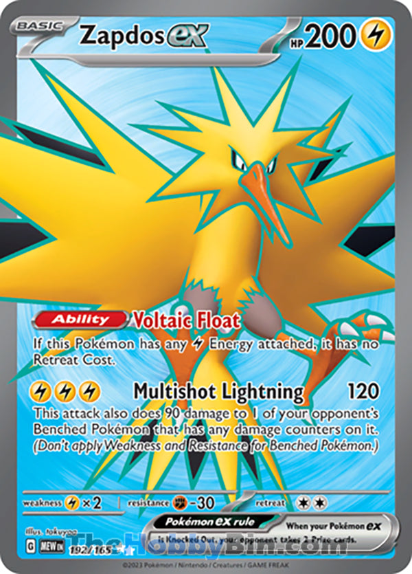 Zapdos ex Pokemon 151 Ultra Rare #192/165