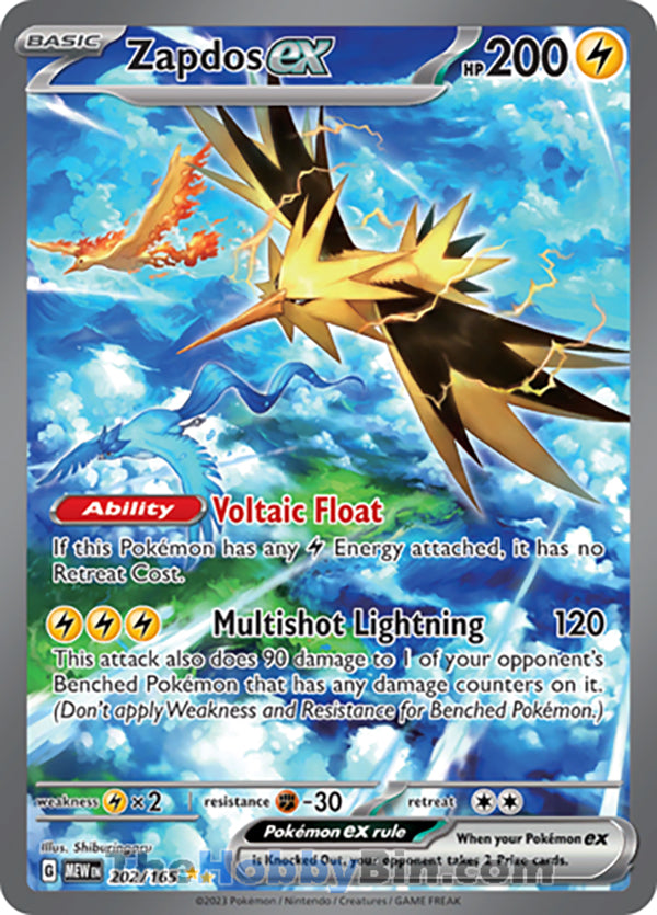 Zapdos ex #202/165 Special Illustration Rare - Pokemon 151 Pokemon card