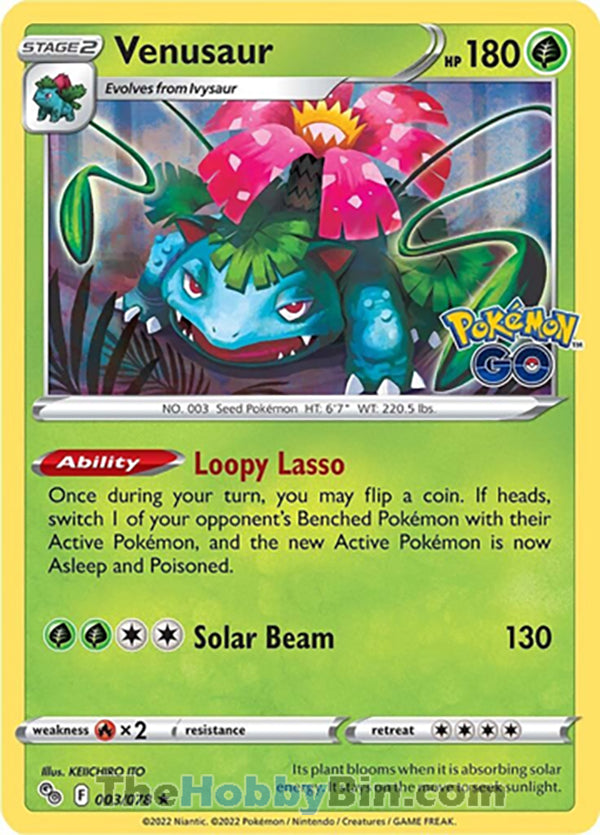 Venusaur Pokemon Go Holo Rare #003/078