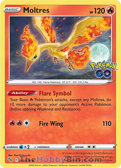 Moltres Pokemon Go Holo Rare #012/078