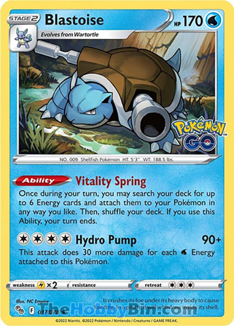 Blastoise Pokemon Go Holo Rare #017/078