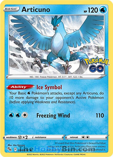 Articuno Pokemon Go Holo Rare #024/078