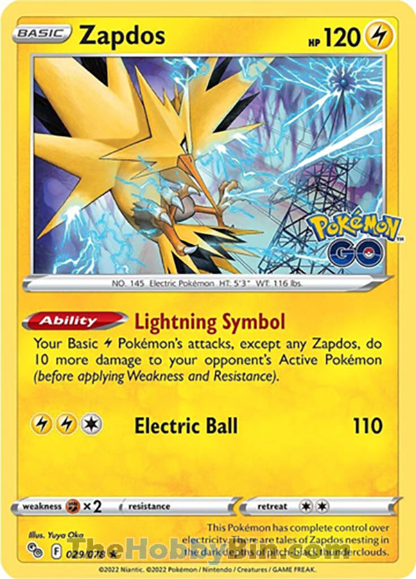 Zapdos Pokemon Go Holo Rare #029/078