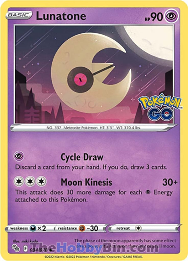 0034 Lunatone Uncommon Pokemon GO
