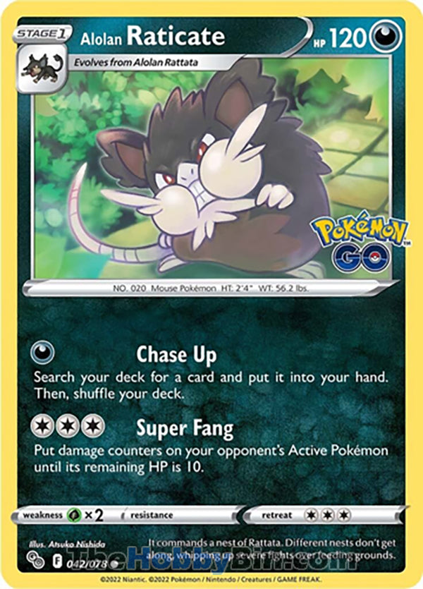 Alolan Raticate #042/078 Common - Pokemon GO Pokemon card