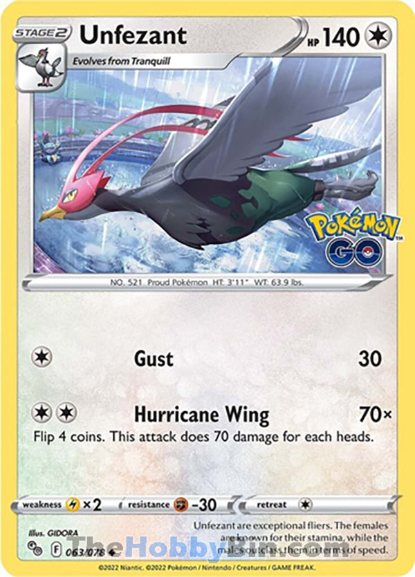0063 Unfezant Uncommon Pokemon GO