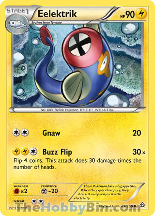 Eelektrik #63/160 Uncommon - Primal Clash Pokemon card