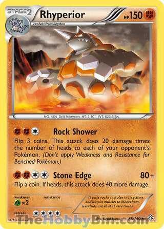 Rhyperior #76/160 Rare - Primal Clash Pokemon card
