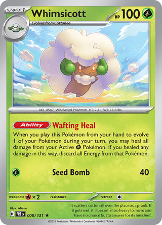 Whimsicott Prismatic Evolutions Rare #008/131